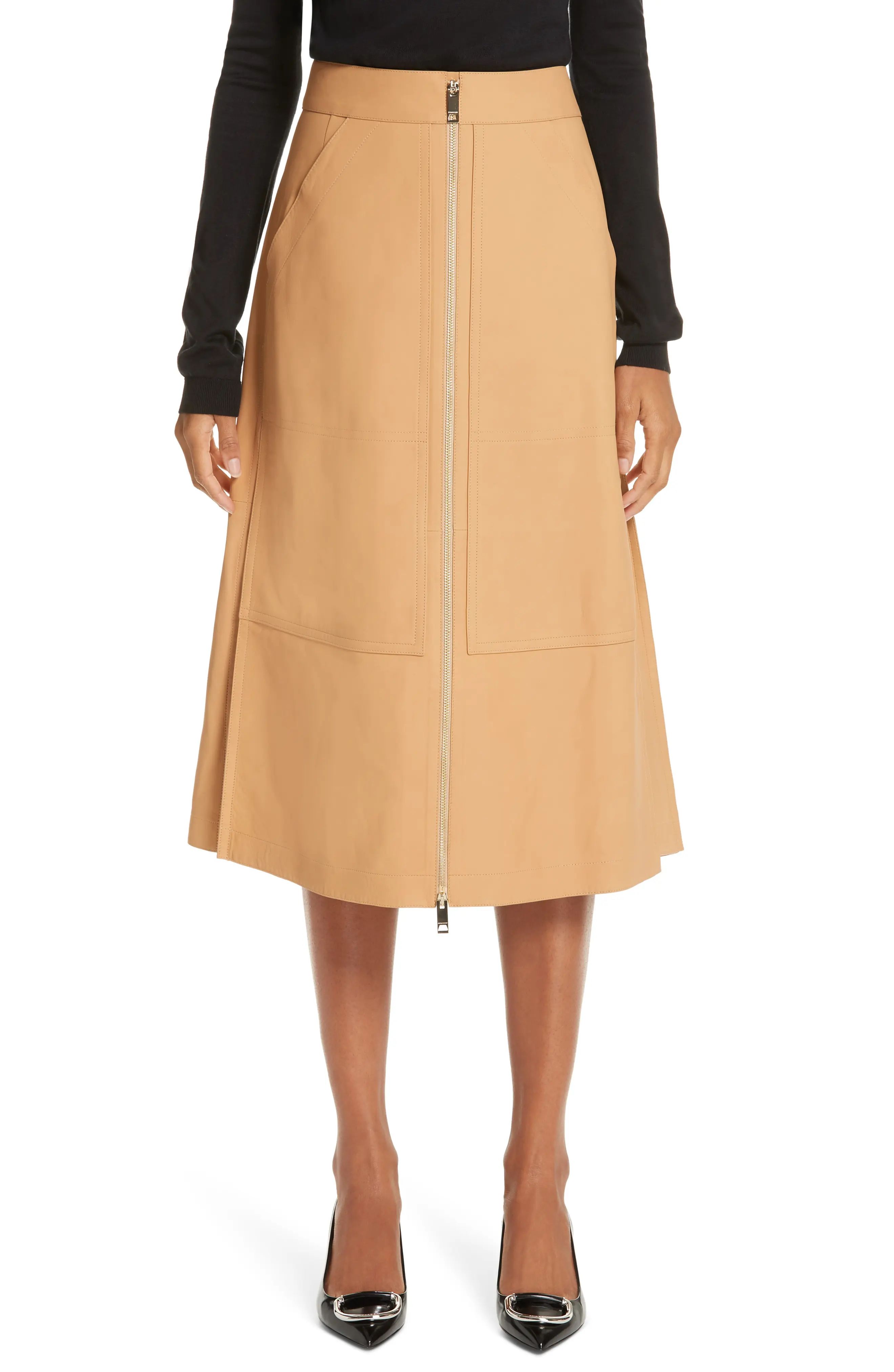 Women's Burberry Lagan Leather Skirt | Nordstrom