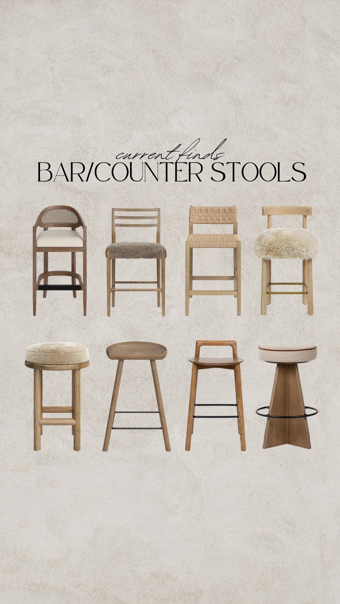 Barstools, counter stools, modern organic stools, white oak counter stools, woven counter stools, wooden counter stools, fur stool, swivel stool

#LTKHome #LTKSaleAlert #LTKSeasonal