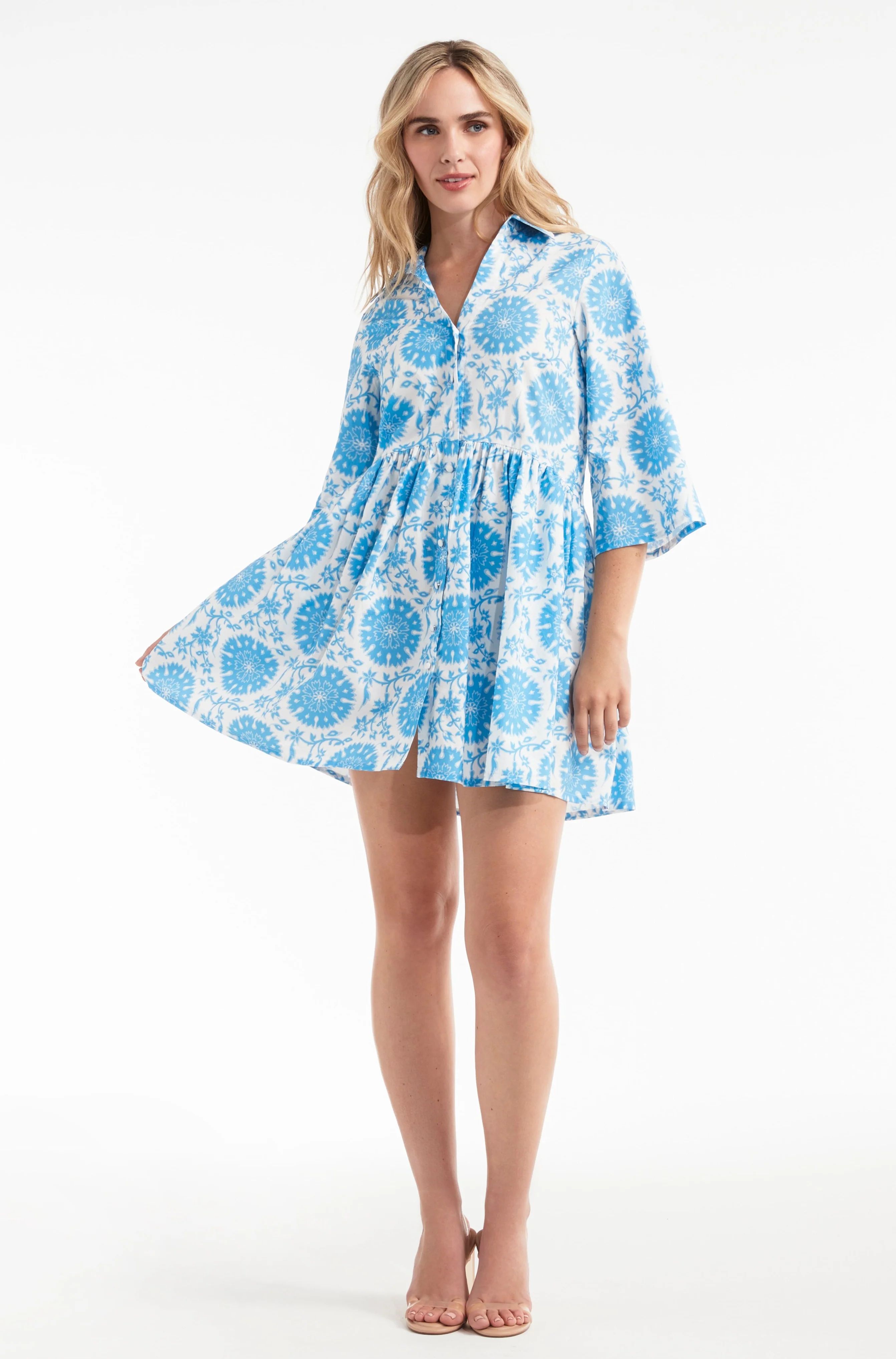 Long Sleeve Loose Dress in Medallion Print | Hermoza