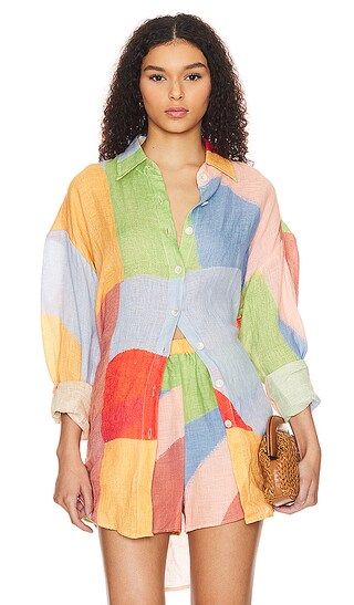 Playa Oversized Shirt in Abstract Colorblock EcoLinen | Revolve Clothing (Global)
