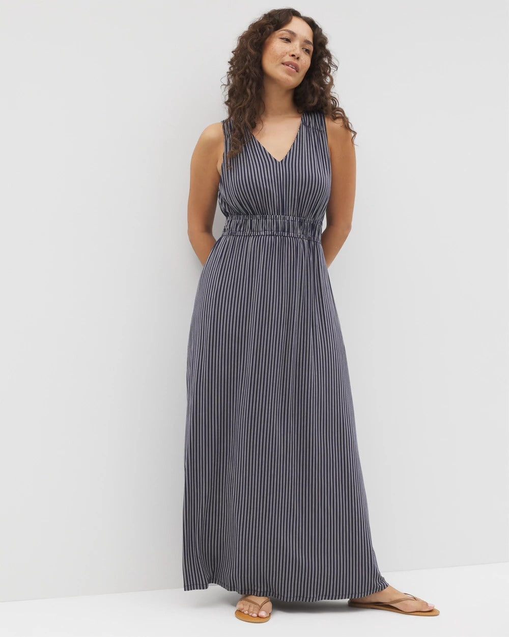 Women's Soft Jersey Riviera Surplice Maxi Dress in Navy Blue size XS | Soma, Summer Dresses | SOMA