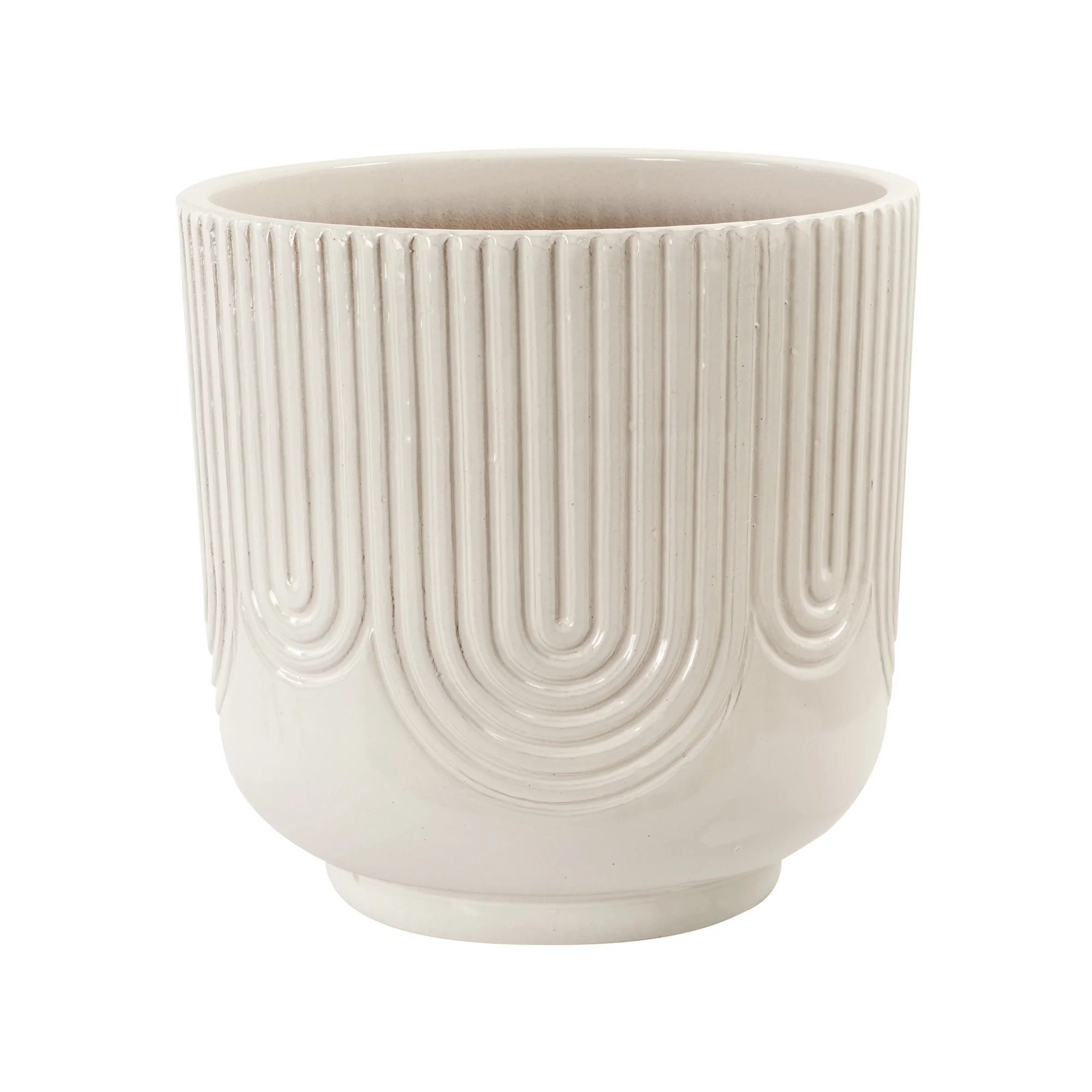 Beautiful 16" Porcini Pill Debossed Ceramic Planter by Drew Barrymore | Walmart (US)