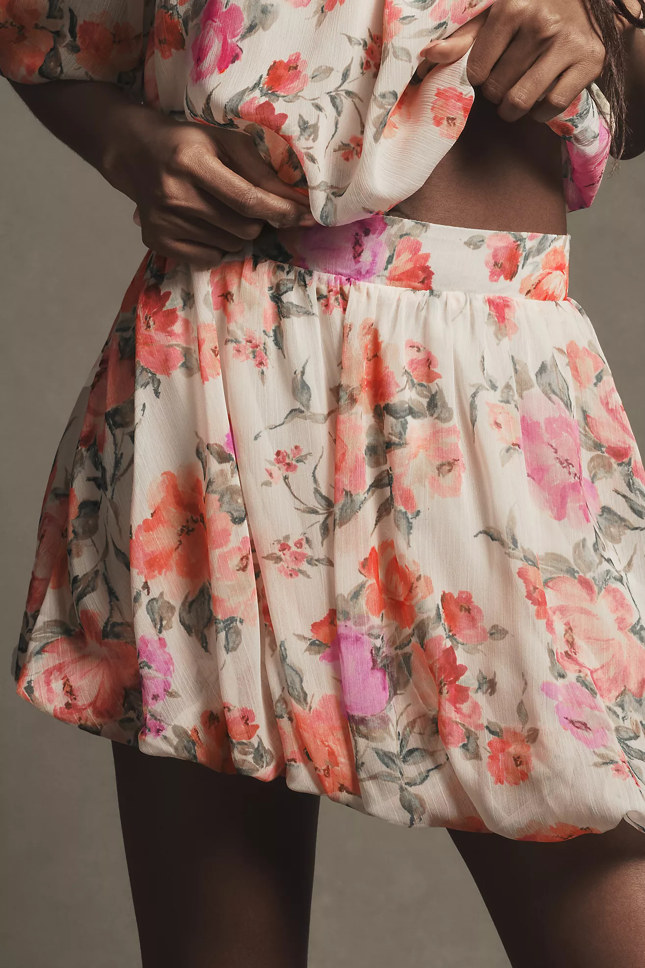 By Anthropologie Floral Bubble-Hem Skirt | Anthropologie (US)