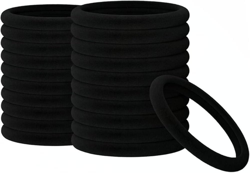2 Inch in Diameter Large Thick Hair Ties No Damage, 60PCS Black Elastic Hair Ties for Women, Cott... | Amazon (US)