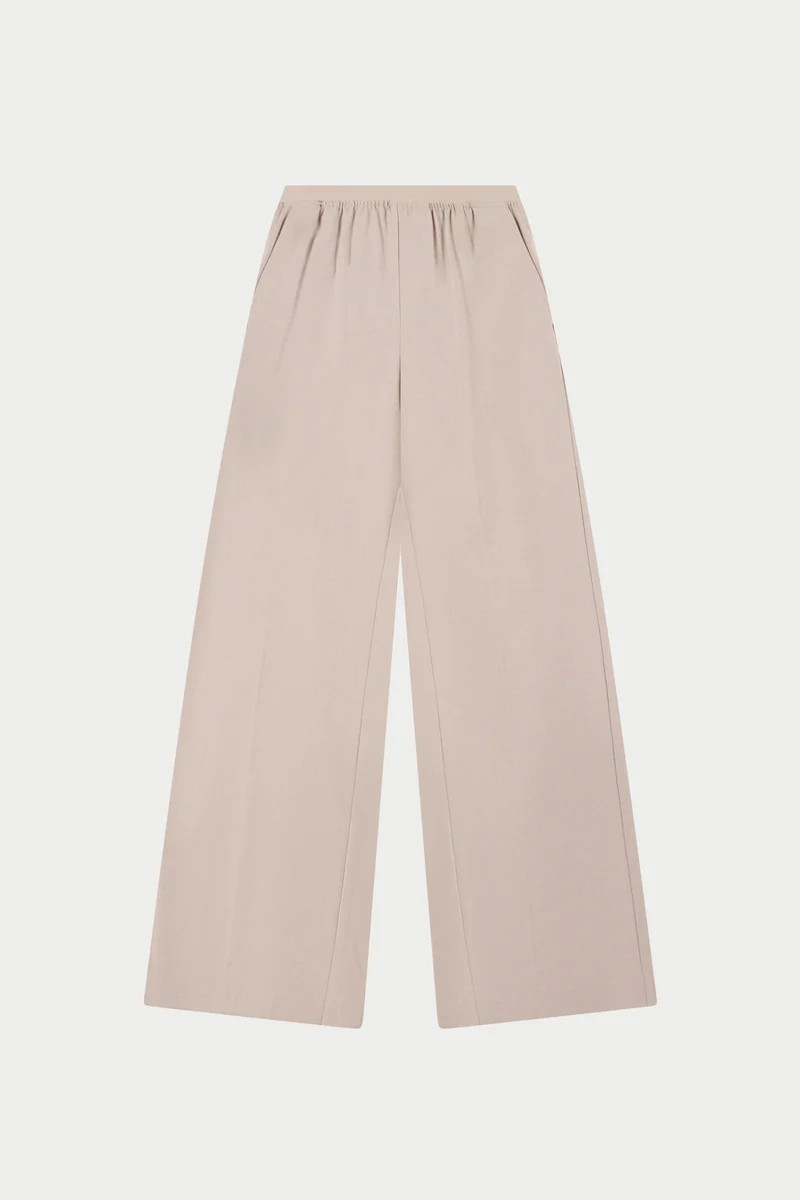TAILORED WAISTBAND DETAIL TROUSERS - BEIGE | The Couture Club