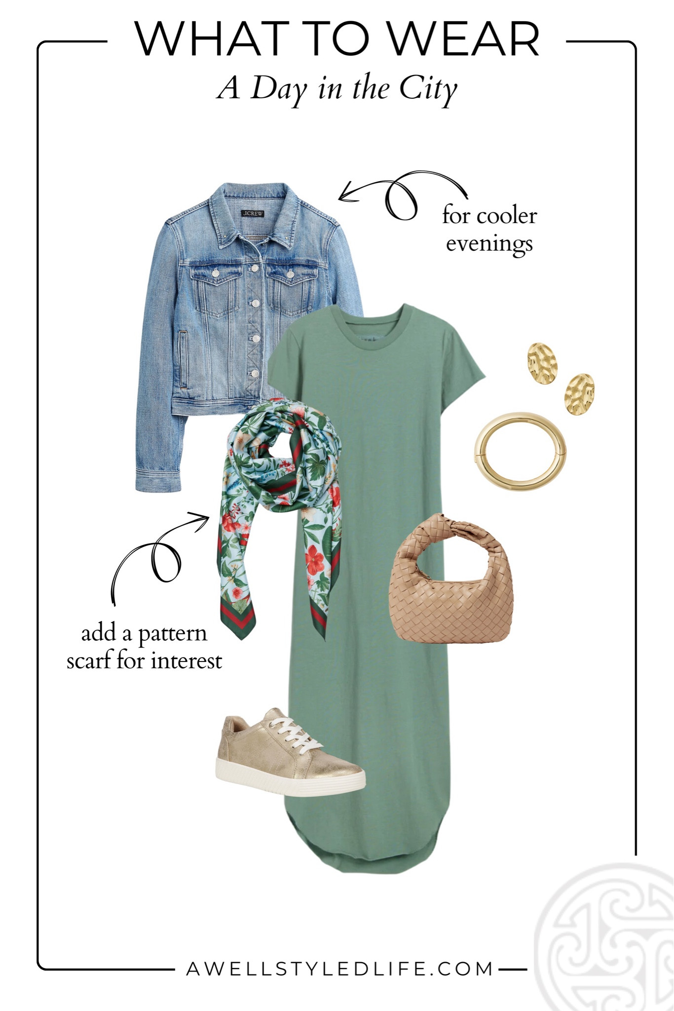 Summer/Fall Outfit Inspiration:

Dress from Frank & Eileen, denim jacket from J. Crew, jewelry, scarf and bag from Tuckernuck, shoes from Zappos.

#fashion #fashionover50 #fashionover60 #summerfashion #summeroutfit #fallfashion #falloutfit #transitionoutfit #frankandeileen #j.crew #tuckernuck #zappos #tshirtdress #denimjacket #fashionsneakers #scarf #wovenhandbag

#LTKOver40 #LTKStyleTip #LTKSeasonal