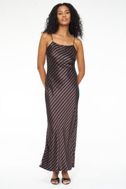 Mari Midi Slip Dress - Chocolate Black Stripe | Pistola Denim