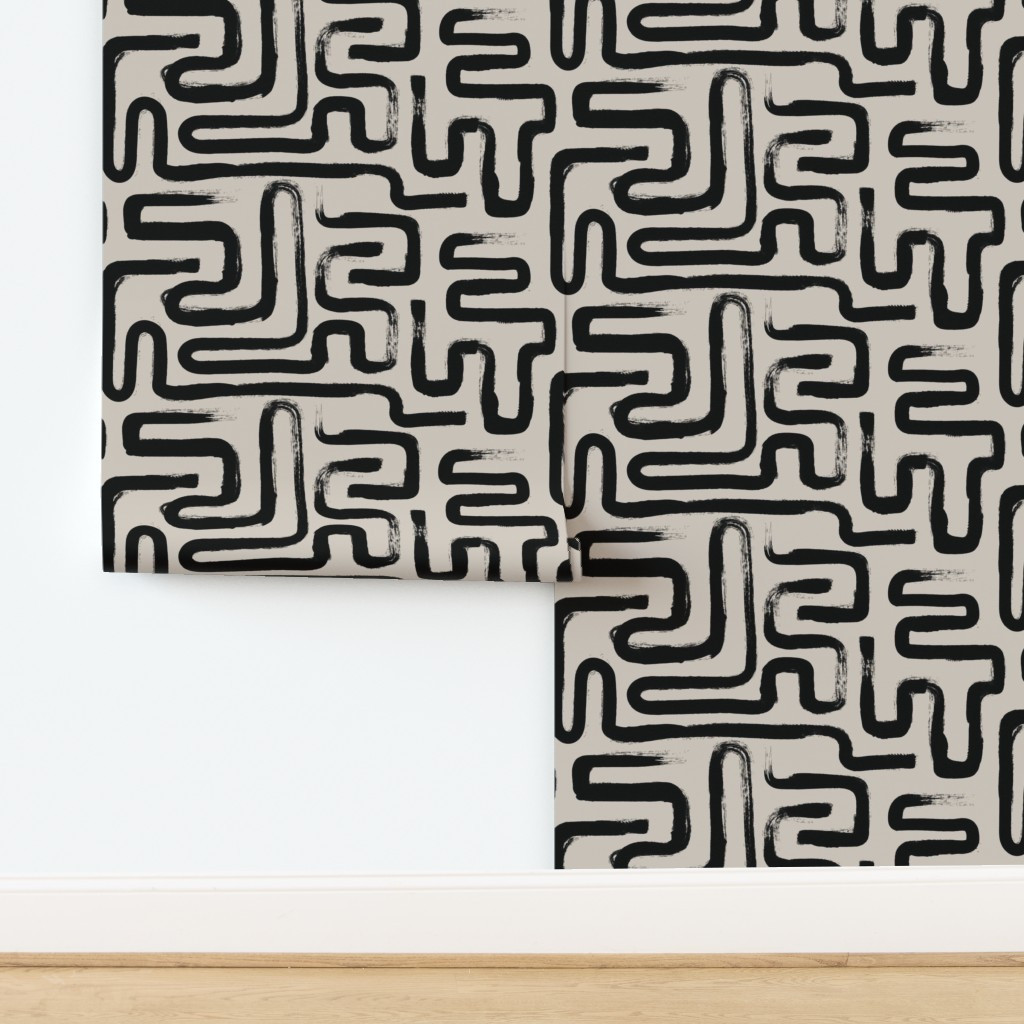 Tribal Abstract Maze Half-Drop (Large) Wallpaper | Spoonflower | Spoonflower
