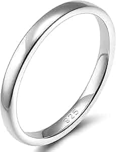2mm 4mm 6mm 925 Sterling Silver Ring High Polish Plain Dome Wedding Band Comfort Fit Size 4-12 | Amazon (US)