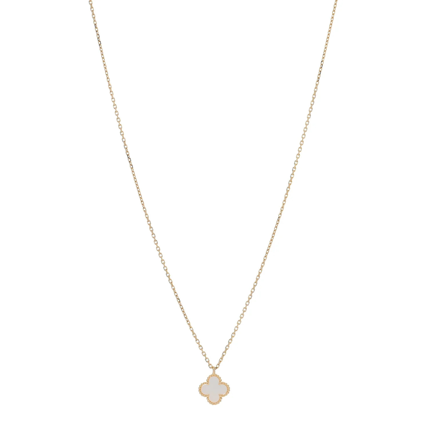 18K Yellow Gold Mother of Pearl Sweet Alhambra Pendant Necklace | FASHIONPHILE (US)