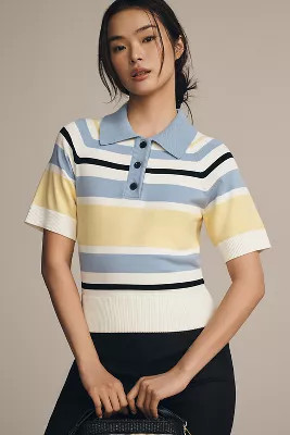 ALIGNE Emmet Short-Sleeve Knit Polo Top | Anthropologie (US)