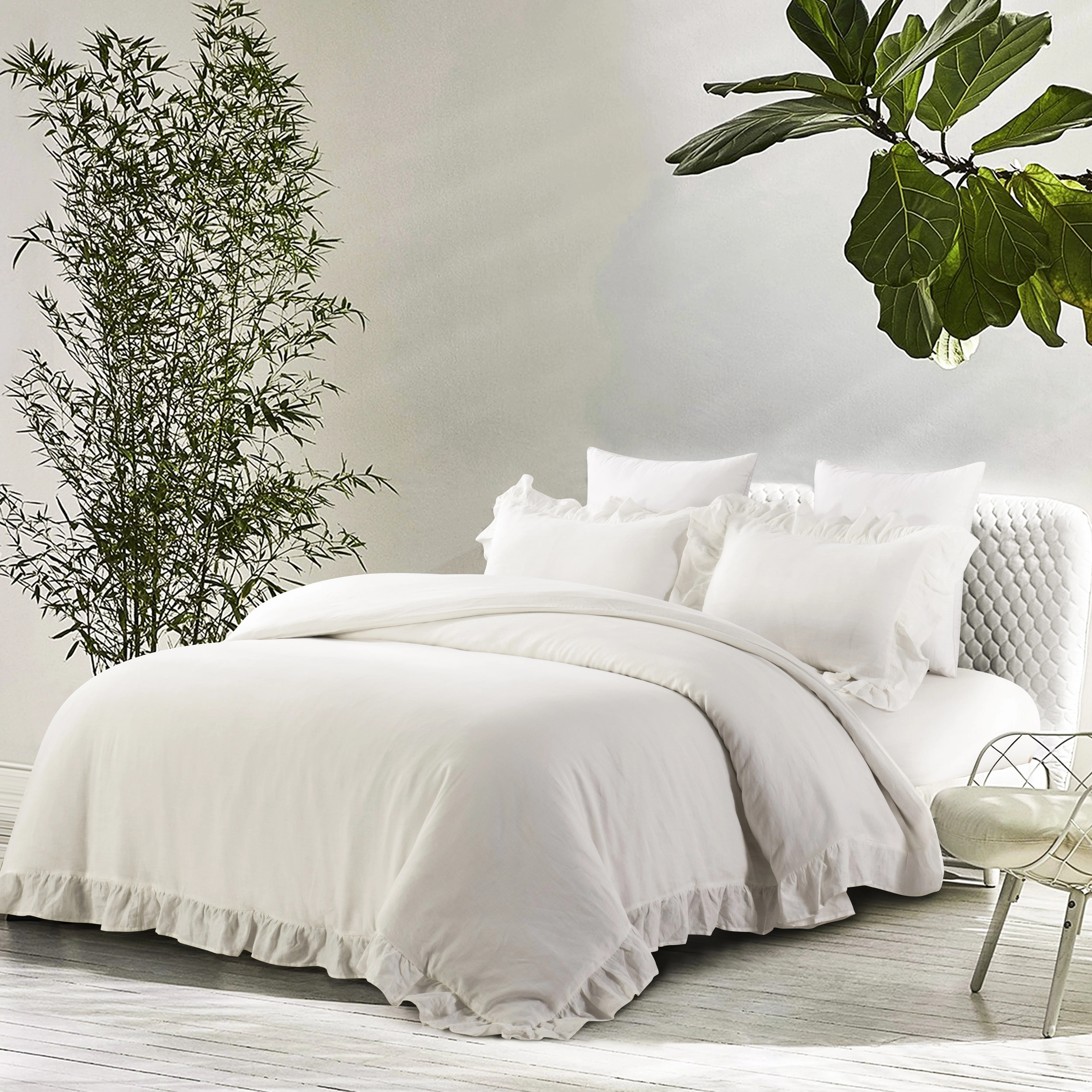 MeadowPark Stone Washed French Linen Ruffled Duvet Cover Set & Reviews | Wayfair | Wayfair North America