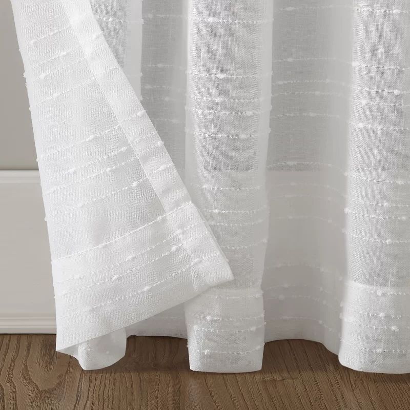 Textured Slub Anti-Dust Striped Sheer Rod Pocket Single Curtain Panel | Wayfair North America