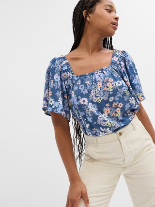 Squareneck Flutter Sleeve Top | Gap Factory