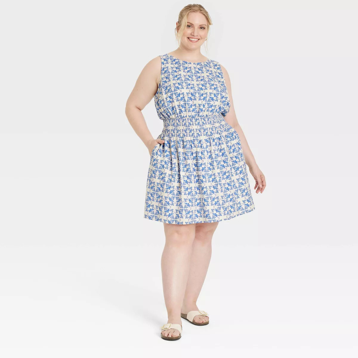 Women's Linen Mini Sundress - Universal Thread™ Blue Ikat 1X | Target