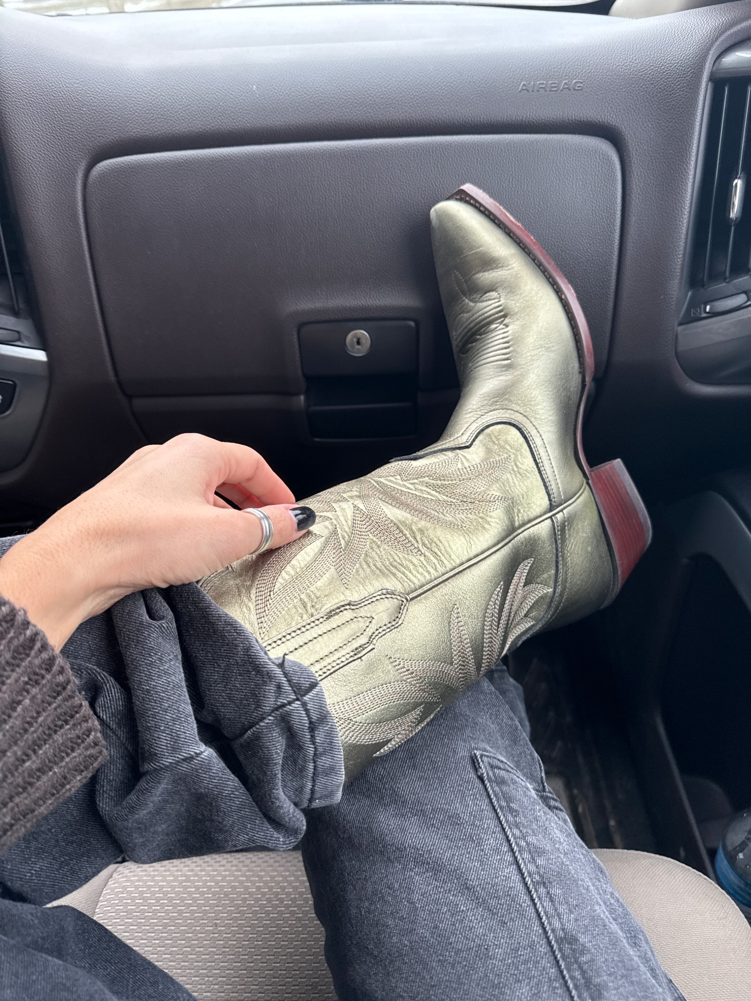 Church shoes. Obsessed with these metallic tecovas cowboy boots. 😍

#LTKmorningroutine #LTKootd #LTKgrwm