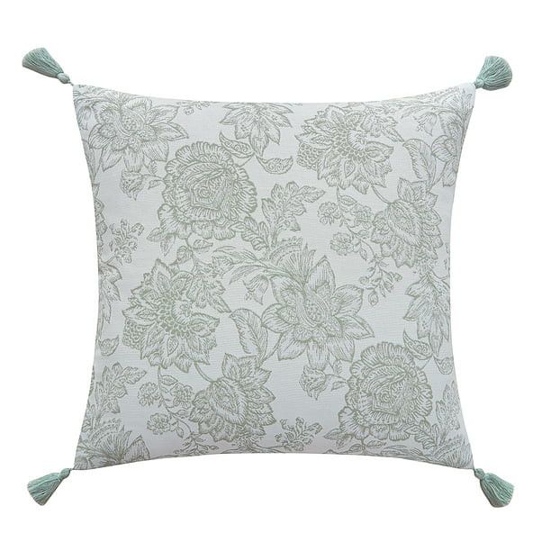 My Texas House Eloise Jacquard Floral Reversible Decorative Pillow Cover, 18" x 18", Green | Walmart (US)
