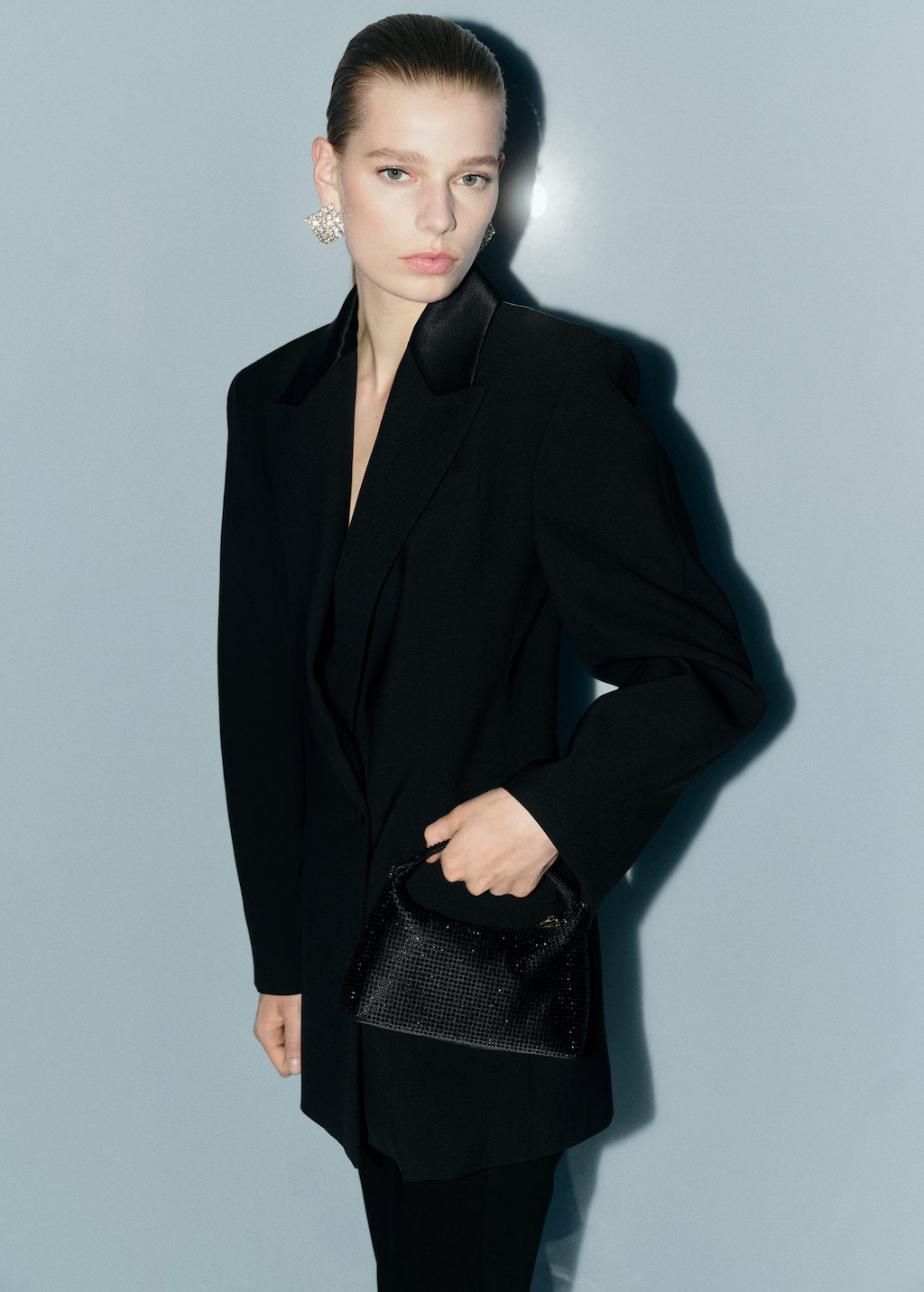 Handbag with rhinestones black - Woman - One size - MANGO | Mango (US/MX/AU)