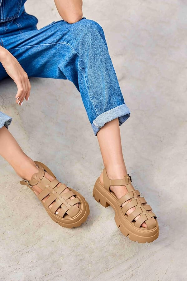 Coutgo Womens Platform Chunky Heels Sandals Gladiator Ankle Strap Heels Lug Sole Summer Fisherman... | Amazon (US)