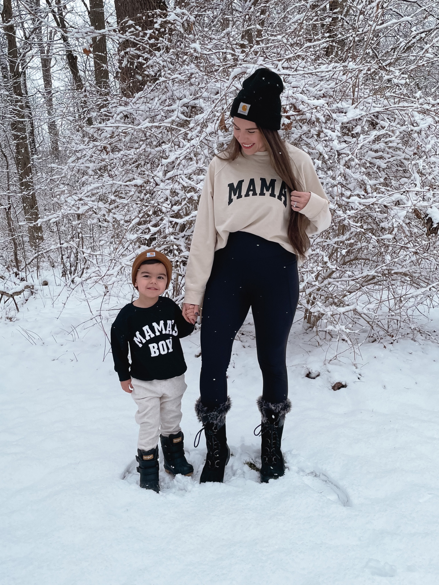 Mama and son outfit. Boy mom outfit. Mommy and me outfit. Winter style. Mom style. 

Mama sweatshirt size L for oversized // leggings M 

#competition 


#LTKfamily #LTKFind #LTKkids