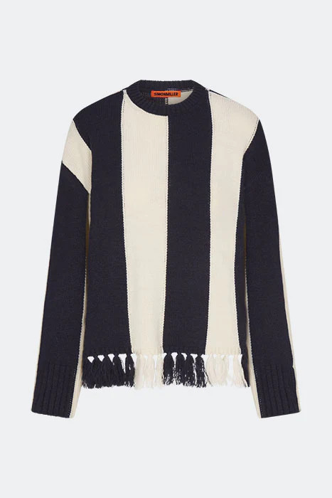 Faye Tassel Sweater In Navy/Cream | Simon Miller