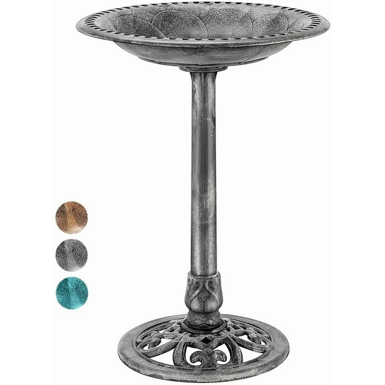 SPECSTAR Bird Bath, 28 inch Height Polyresin Lightweight Antique Outdoor Garden Birdbath Gray | Walmart (US)