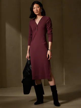 Henley Knit Midi Dress | Banana Republic Factory