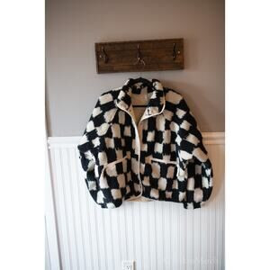 Free People Movement Hit the Slopes Printed Fleece Checkered Jacket Small | Poshmark