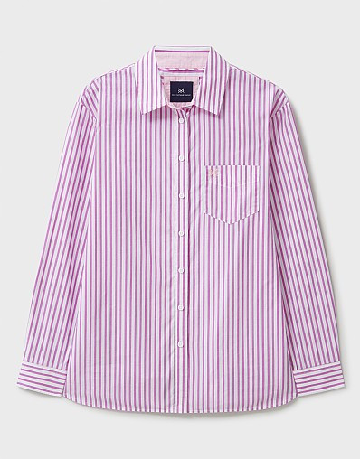 Women's Cotton Poplin Shirt in Pink Stripe from Crew Clothing | Crew Clothing (UK)