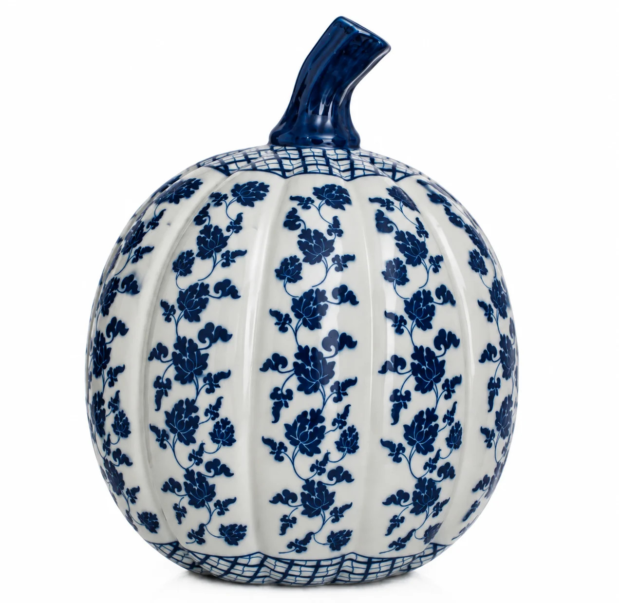 Large Dark Blue Porcelain Pumpkin | The Enchanted Home