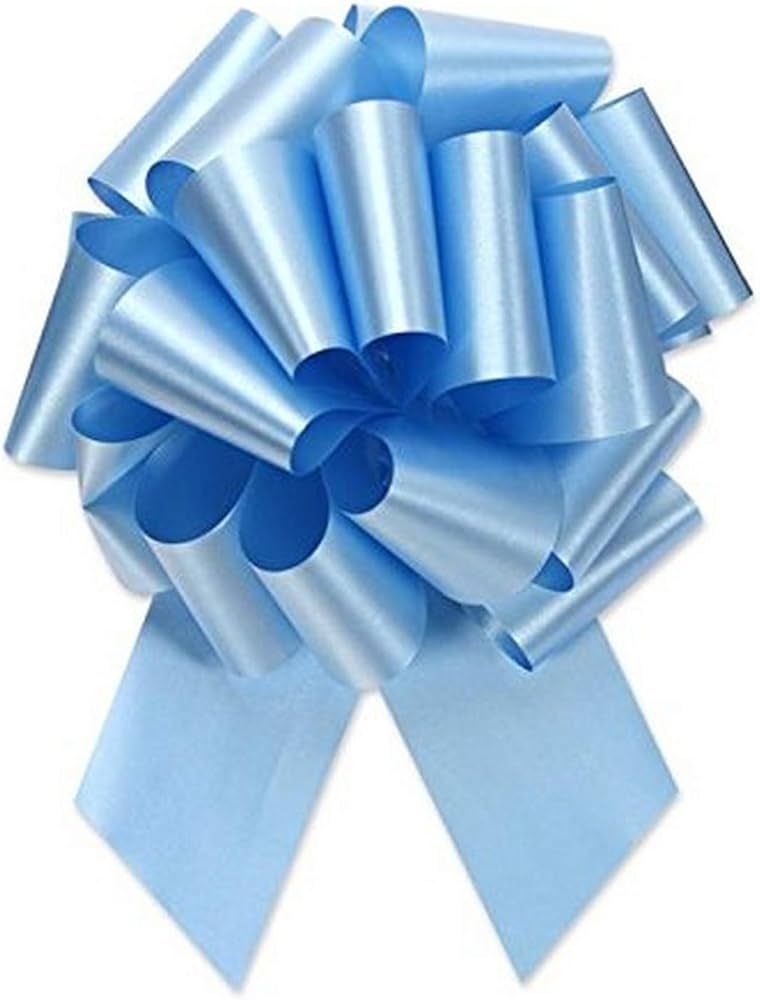 Berwick Offray 2.5'' Wide Ribbon Pull Bow, 8'' Diameter with 20 Loops, Light Blue | Amazon (US)