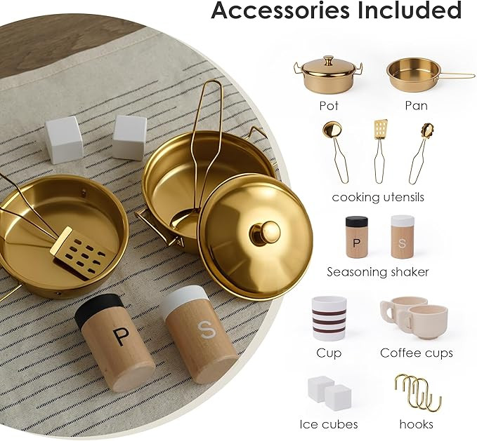 Wooden Play Kitchen for Kids– Realistic Appliances, Smart Storage & 15 Fun Accessories for Insp... | Amazon (US)