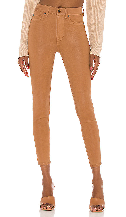 7 For All Mankind The High Waist Ankle Skinny With Faux Pockets in Tan. - size 25 (also in 30) | Revolve Clothing (Global)