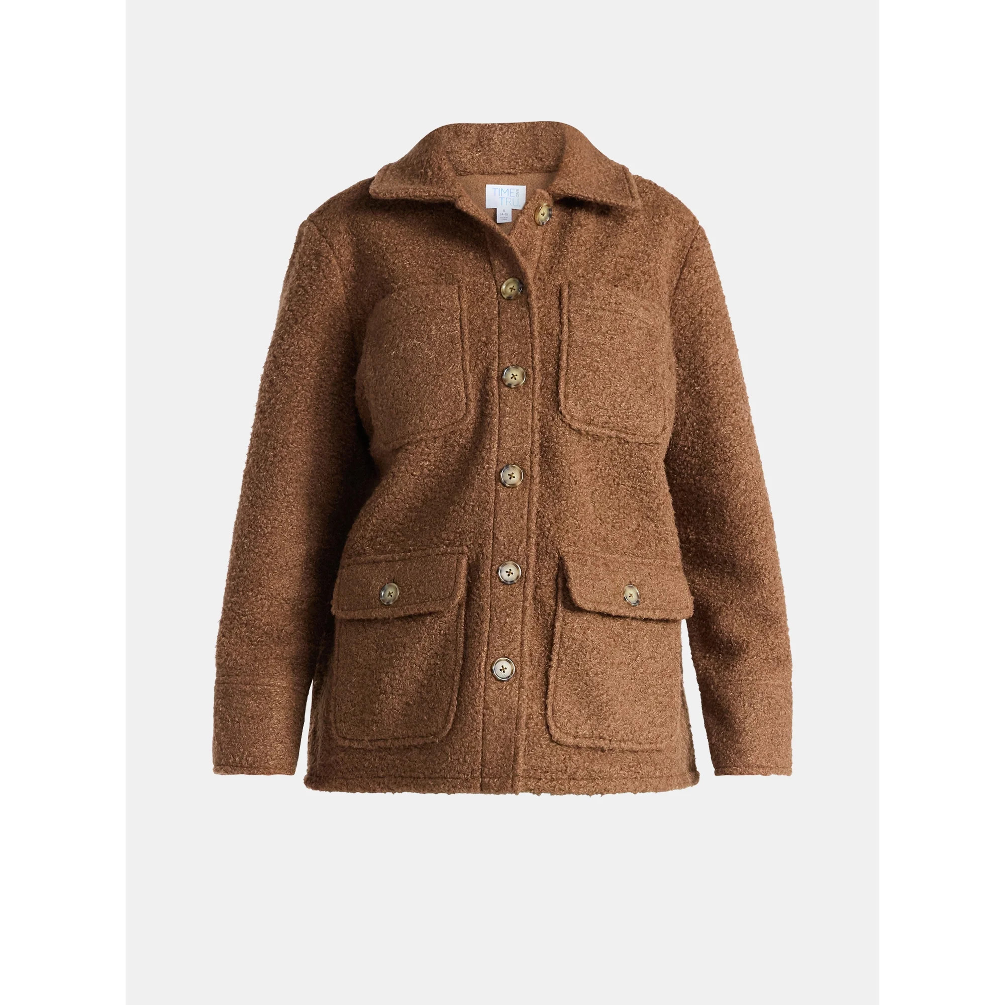 Time and Tru Women's Boucle Utility Shacket, Midweight, Sizes XS-XXXL | Walmart (US)