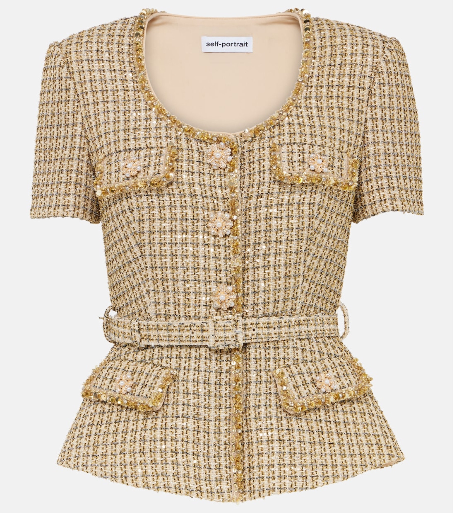 Self portrait tweed boucle peplum jacket 
