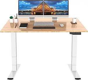 FLEXISPOT Pro Bamboo 3 Stages Dual Motor Electric Standing Desk 55x28 inch Whole-Piece Desk Board... | Amazon (US)