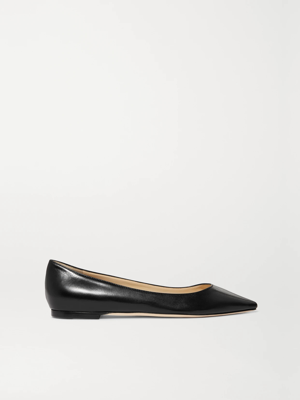 Jimmy Choo - Romy Leather Point-toe Flats - Black | NET-A-PORTER (US)