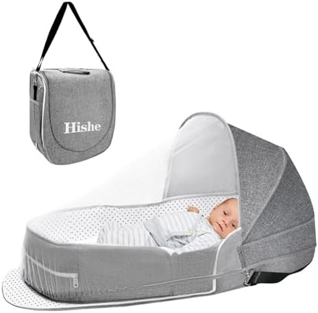 Baby Travel Bassinet Portable Bassinets: Foldable Lightweight Travel Pod Infant Bassinet with Mos... | Amazon (US)