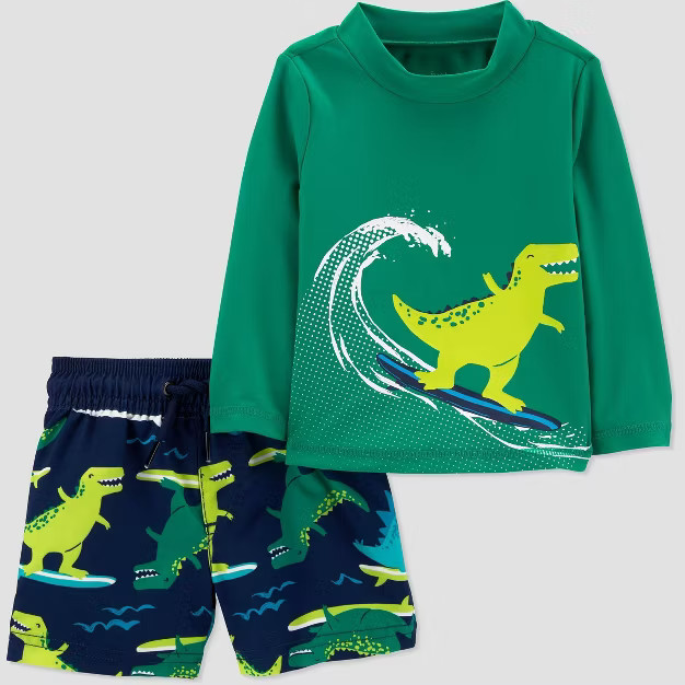 Baby Boys' Dino Print Rash Guard Set - Just One You® made by carter's Light Teal Green | Target