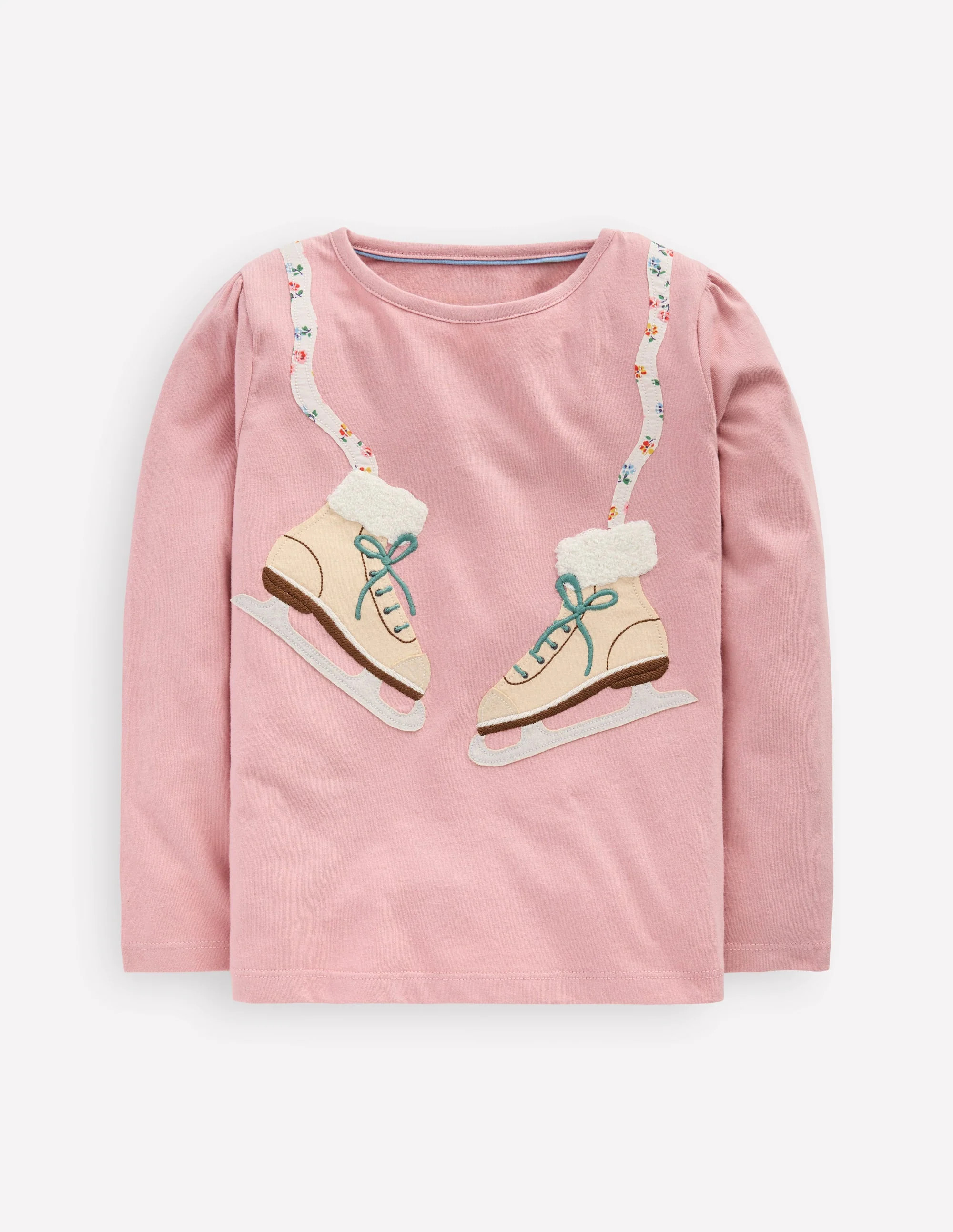 Puff Sleeve Appliqué T-shirt-Vintage Pink Skates | Boden (US)