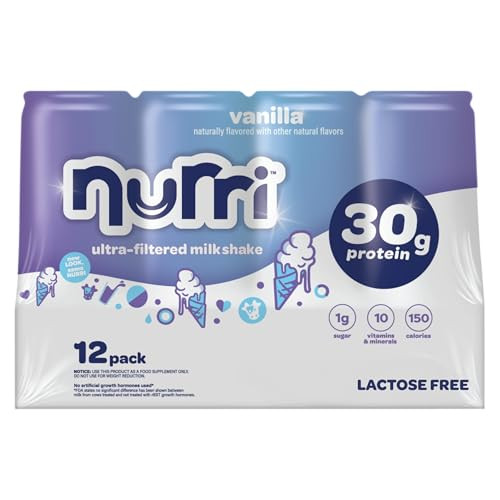 Nurri - 30g Protein Ultra Filtered Milk Shake – Vanilla - Lactose Free, Low Sugar, 150 Calories, 10 Vitamins and Minerals - 11 fl oz, 12 Cans | Amazon (US)