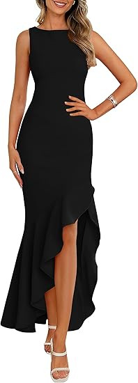 PRETTYGARDEN Wedding Guest Dresses for Women 2025 Summer Formal Gala Maxi Dress Ruffle Mermaid Co... | Amazon (US)