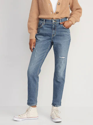 Mid-Rise Ripped Boyfriend Jeans for Women | Old Navy (US)