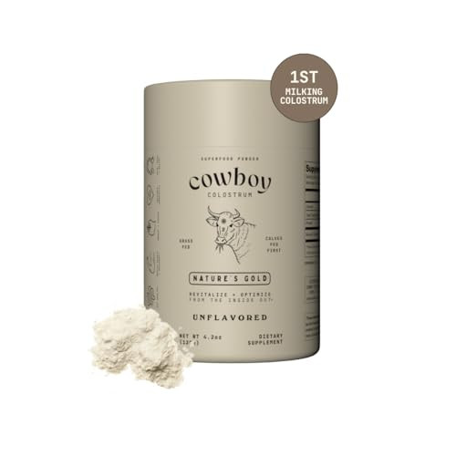 COWBOY COLOSTRUM - Bovine Colostrum Powder - The Exclusive 1st Milking Whole Colostrum - Grass Fed Colostrum Supplement for Gut Health, Immunity, Skin & Hair. Non-GMO (Unflavored, 40 Servings) | Amazon (US)