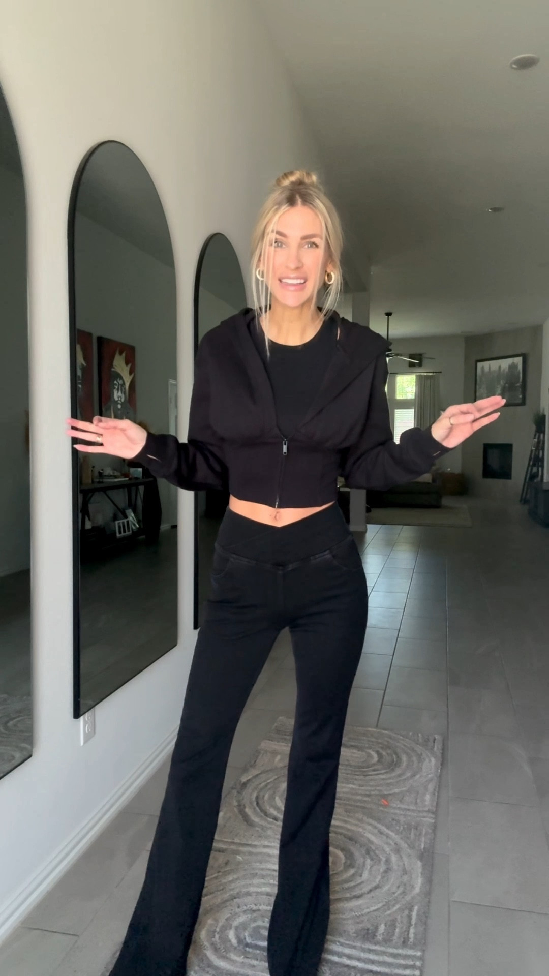 Use Code Kristie15 to save! 

🖤 Black Crossover Flare Jeans
👖 These aren’t your average jeans. The crossover waistband adds a bold twist, and the ultra-stretchy fabric? Game changer. Whether you go tall, petite, or regular—these hug you in all the right places and flare just enough for a standout silhouette.
🔑 Key Features:
	•	High-rise crossover waist
	•	Flattering flared leg
	•	Four-way stretch for all-day comfort
	•	Comes in 3 inseam lengths: Petite 30”, Regular 32”, Tall 34.5”

#LTKSeasonal #LTKStyleTip #LTKActive
