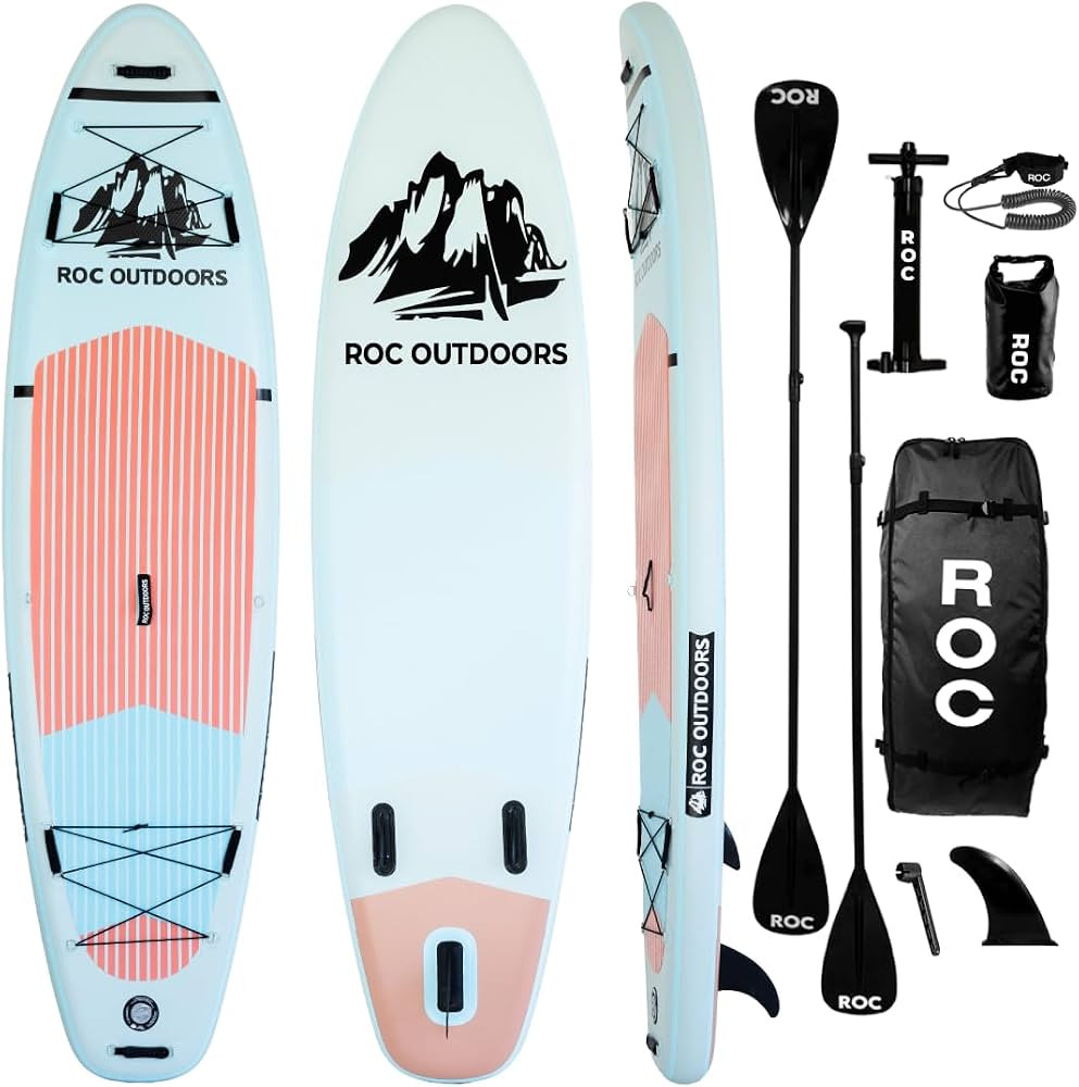 Roc Inflatable Stand Up Paddle Board with Premium SUP Paddle Board Accessories, Wide Stable Desig... | Amazon (US)