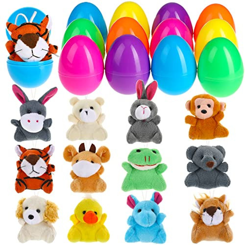 BILLMOSS Prefilled Easter Eggs with Mini Plush Toys, 12 Packs Easter Basket Stuffers Party Favors for Kids Easter Eggs Hunt (Pre-filled) | Amazon (US)