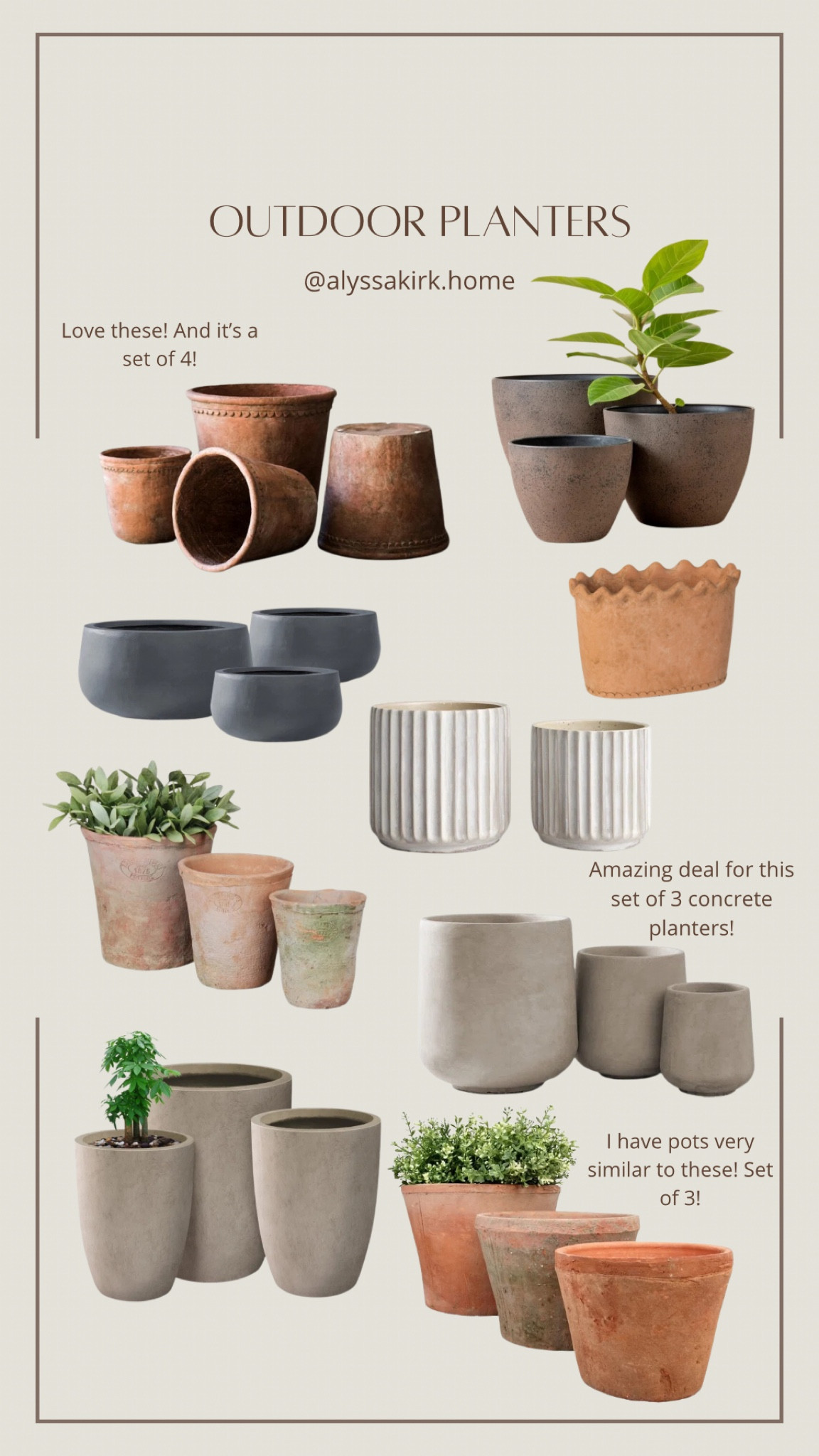 I rounded up some vintage inspired outdoor planters! Most of these come in sets and are perfect to mix and match. 

Wayfair, pots, planters, outdoor decor, plants 

#LTKHome