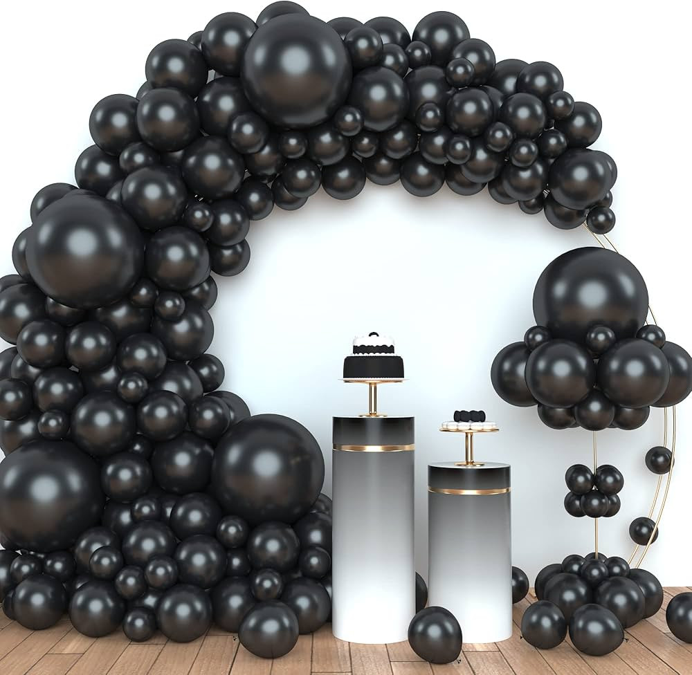 Black Balloons Different Sizes Pack, 125 Pack Black Balloons, 5/10/12/18 Inch Black Balloon Garla... | Amazon (US)