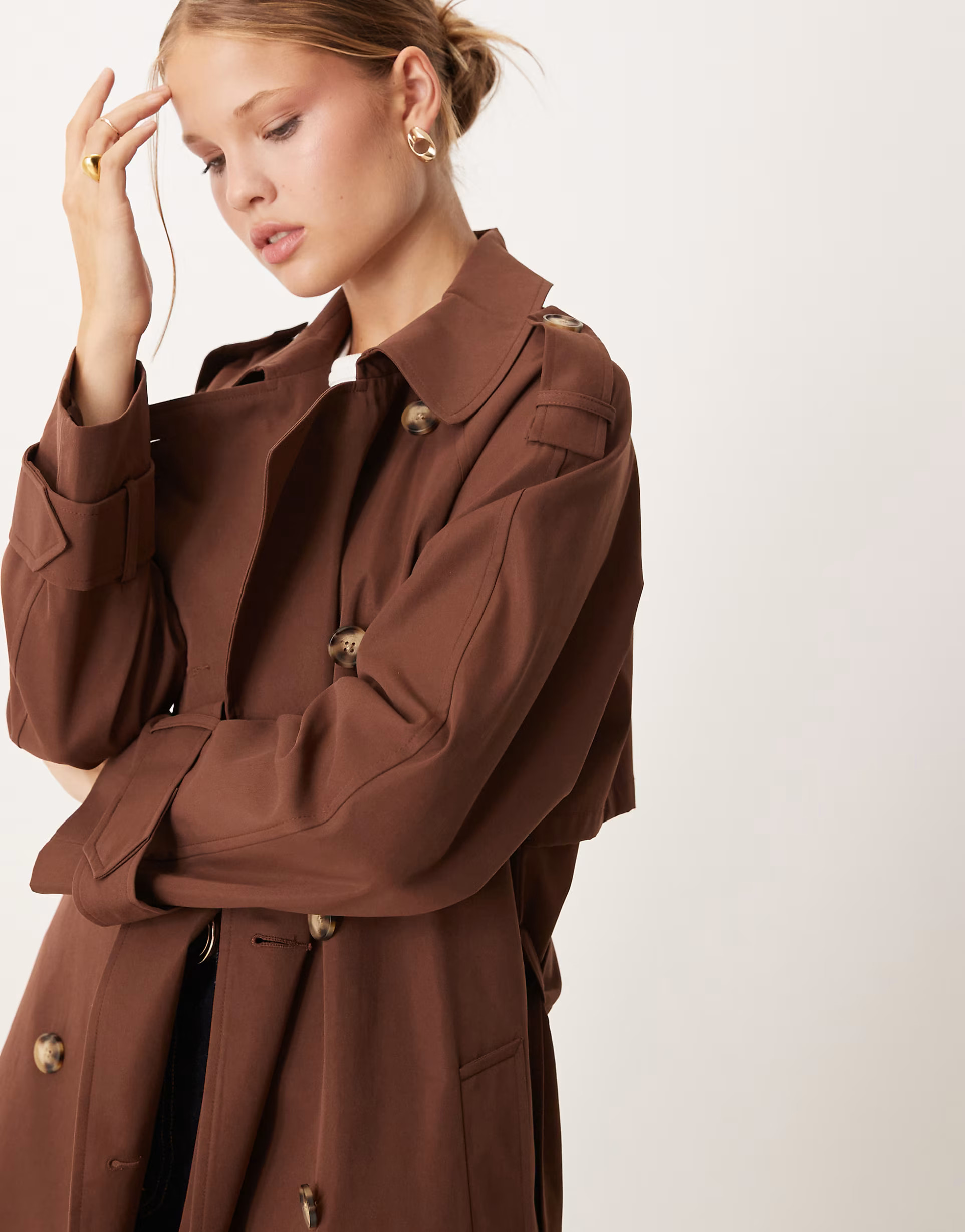 ASOS DESIGN longline trench coat in chocolate | ASOS | ASOS (Global)